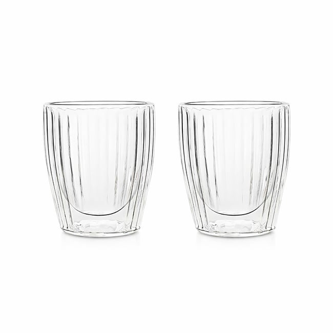 Lot de 2 tasses 12cl en verre borosilicate double paroi, HERA Couleur transparent <span itemprop=