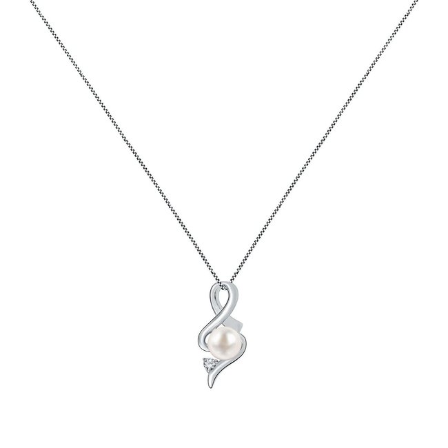 Collier en argent 925 et perle de culture argent et blanc <span itemprop=