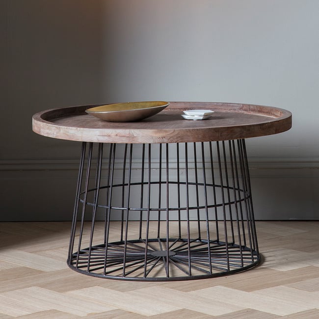 Akola Industrial Cage Coffee Table, walnut, SO'HOME