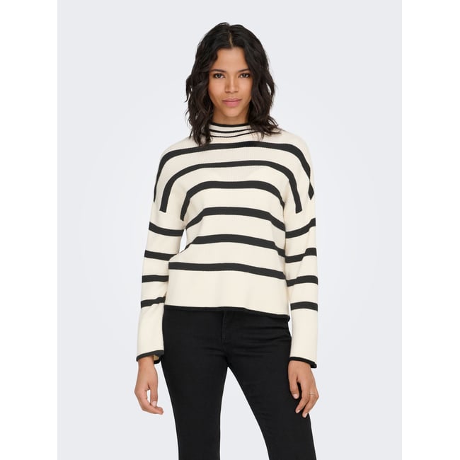 Pull col montant rayé whitecap gray <span itemprop=