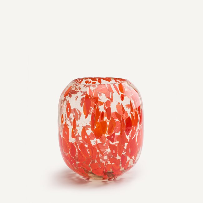 Vase en verre soufflé à la bouche H32 cm, Seventi Couleur orange <span itemprop=