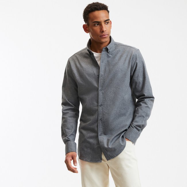 Camicia dritta flanella, maniche lunghe grigio LA REDOUTE COLLECTIONS