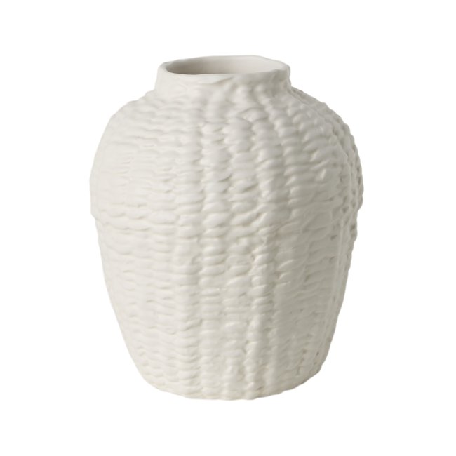 Vase céramique tressé 25 cm - SLOANE Couleur blanc <span itemprop=