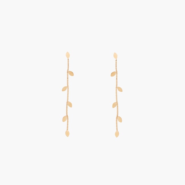 Longues boucles d'oreilles petites feuilles acier inoxydable v019843 <span itemprop=