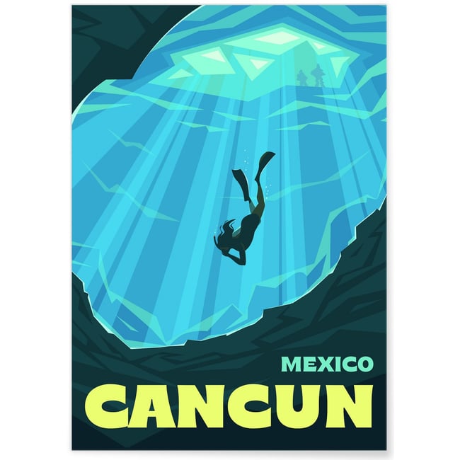 Affiche ville Cancún Couleur blanc <span itemprop=