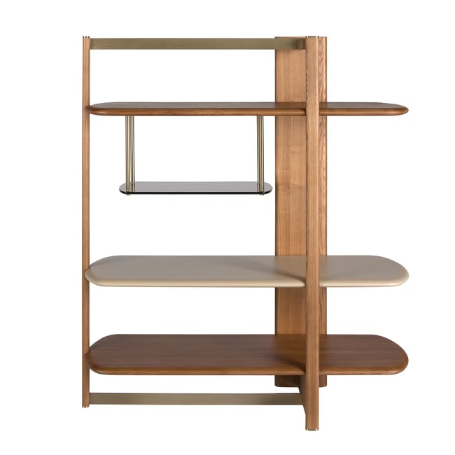 Étagère rectangulaire droite en bois Couleur noyer clair | greige <span itemprop=