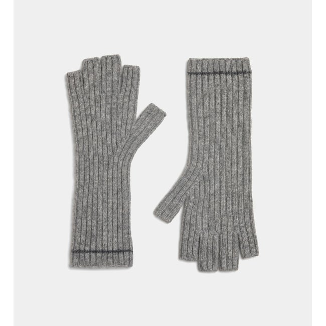 Mitaines sandrine en cachemire gris clair <span itemprop=