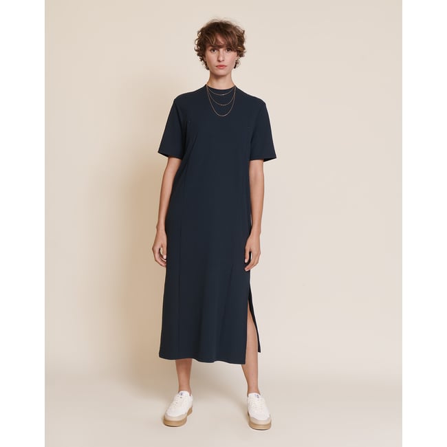 Robe allaitement en lyocell côtelé, LOUKOUM bleu - charbon <span itemprop=