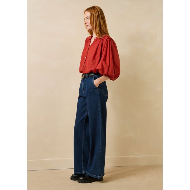 Jean droit taille haute en coton biologique - LA FEE MARABOUTEE
