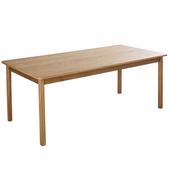 Table à manger rectangulaire plaqué chêne et MDF 200 cm, AMBRE Couleur marron <span itemprop=