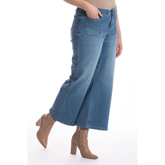 Jeans flare stretch OBWIDE3 bleu <span itemprop=