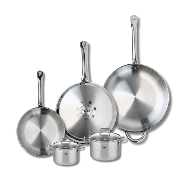 Batterie 3 poêles 24/28/32cm + 2 faitouts 12/14cm PROFI CITRIN gris <span itemprop=