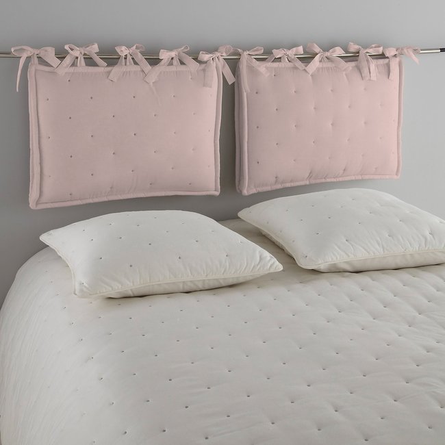 Coussin tête de lit rembourré, Aéri rose poudrée/galet <span itemprop=