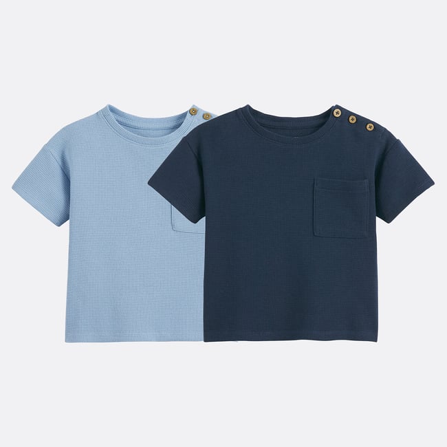 Set van 2 T-shirts in gewafeld tricot <span itemprop=
