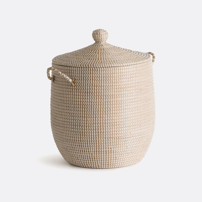 Panier avec couvercle H58 cm, Natala Couleur naturel <span itemprop=