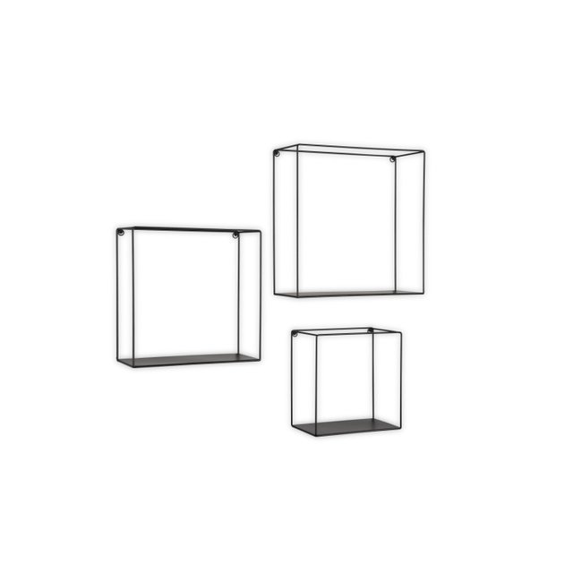 Lot de trois étagère murale design Anita Couleur noir <span itemprop=
