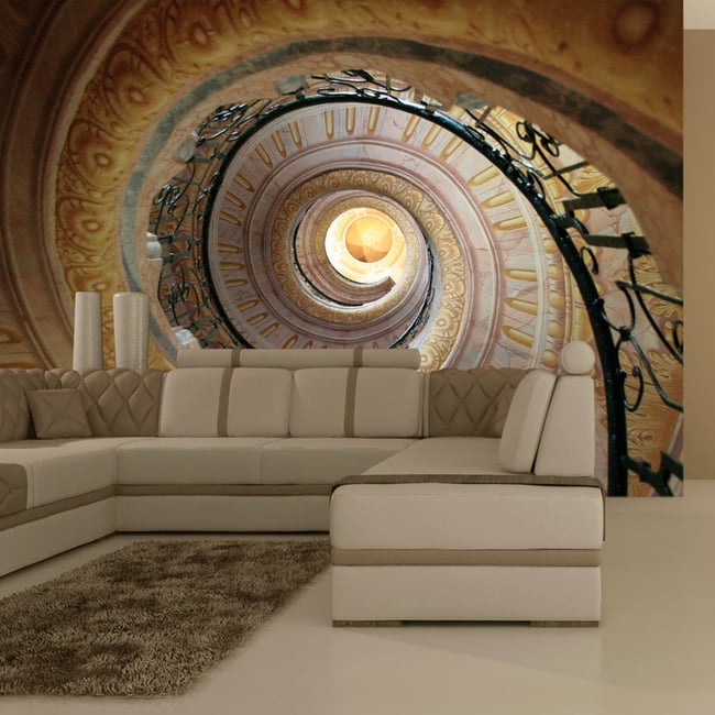 Papier peint intissé panoramique 3D et Perspective Decorative spiral stairs Couleur noir <span itemprop=
