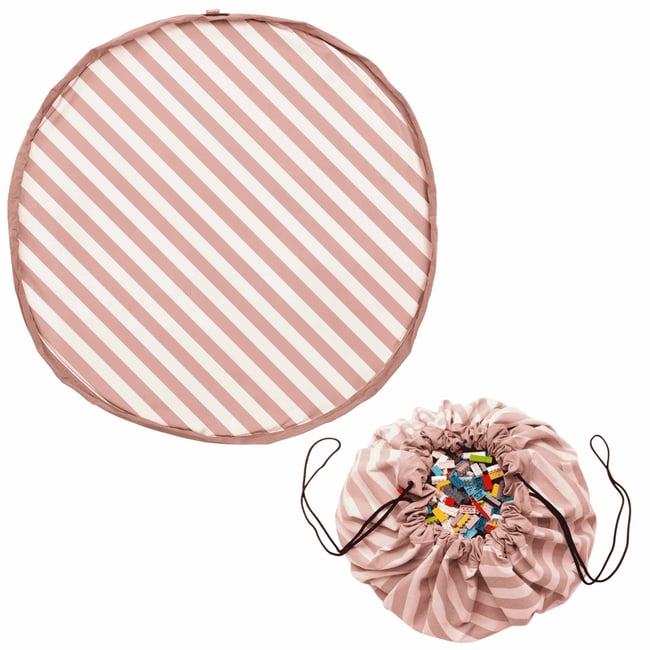 play&go - tapis de jeu & sac à jouets - stripes new pink ecru/rose <span itemprop=