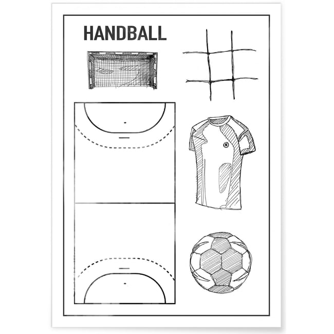 Affiche Terrain de handball Couleur blanc <span itemprop=