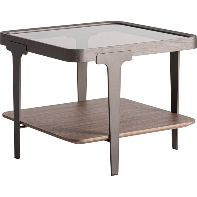 Table basse en bois de frêne et verre Couleur marron bois et verre beige <span itemprop=