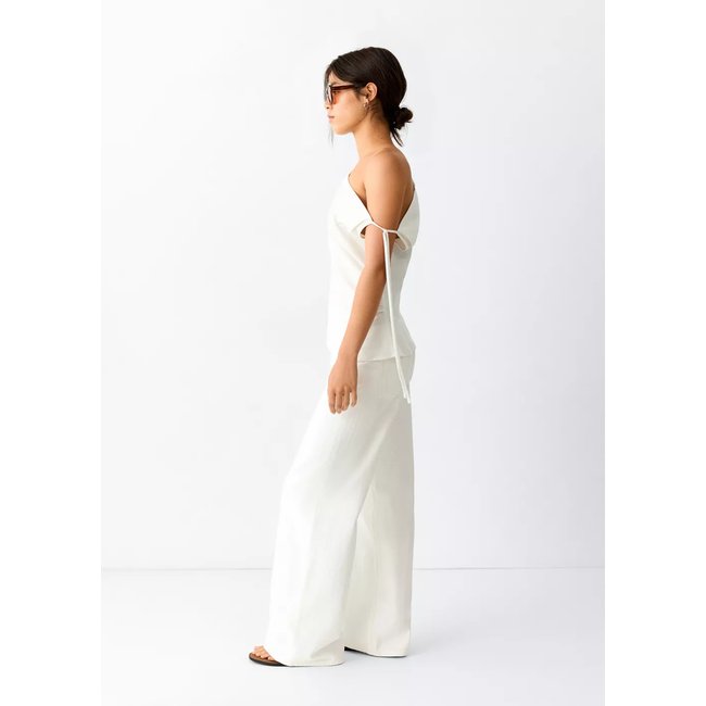 Jean taille basse texture rayures blanc <span itemprop=