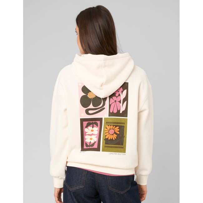 Sweat à capuche imprimé devant / dos blanc écru <span itemprop=