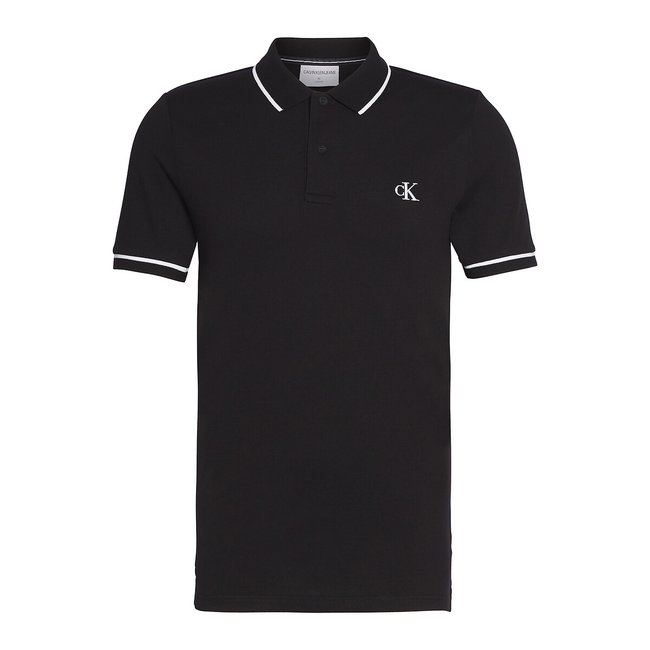 Poloshirt Tipping, Slim-Fit, Pikee schwarz <span itemprop=