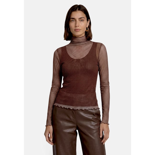 T-shirt à manches longues à motifs beige/brown <span itemprop=