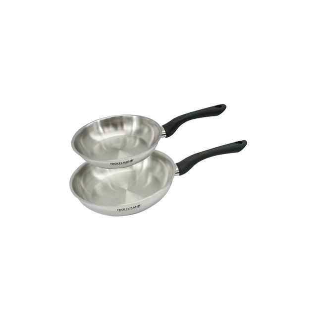 Set 2 poêles 20 et 24 cm en inox GENEVA inox|noir <span itemprop=