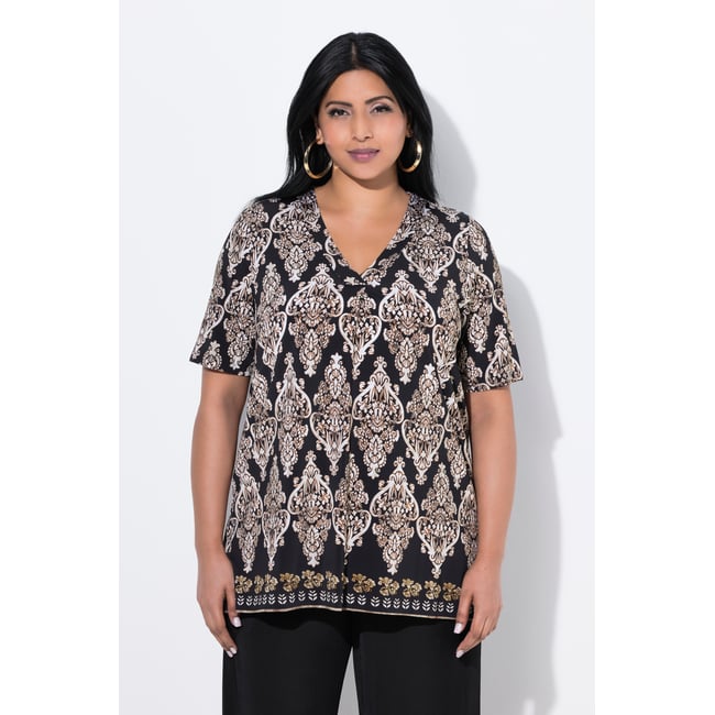 Blouse au tombé fluide, manches courtes noir <span itemprop=