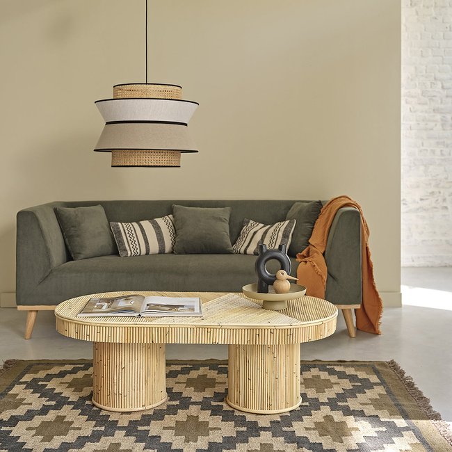 Table basse en canne de rotin ovale  ALMA Couleur naturel <span itemprop=