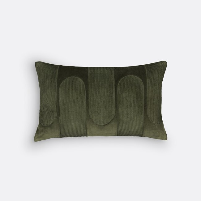 Housse de coussin velours rectangulaire, Brimo vert foncé <span itemprop=
