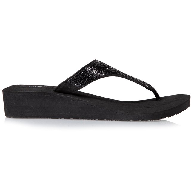 Tongs a talon 4 cm tiges larges et perlees Isotoner La Redoute