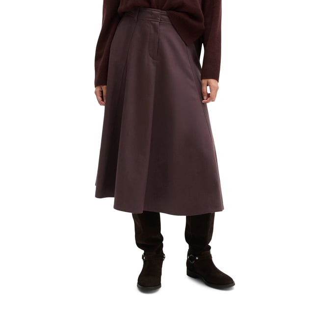 Jupe évasée en sergé de lyocell et de coton fluide rouge <span itemprop=
