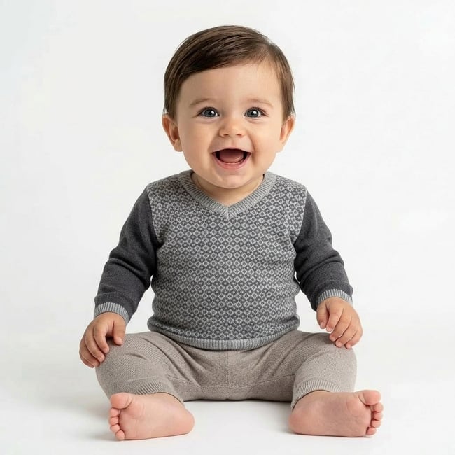 Pull bébé - Très bon état gris <span itemprop=
