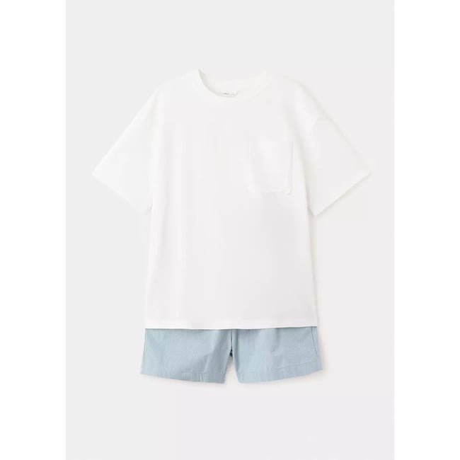 Pyjama court combiné blanc cassé <span itemprop=