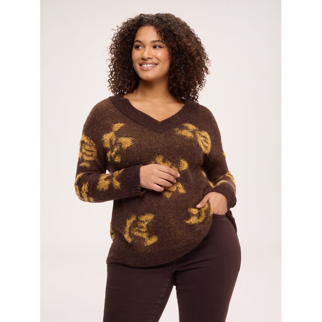 Pull avec imprimé marron <span itemprop=