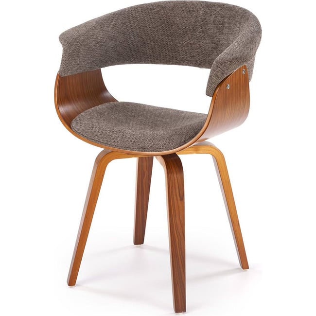 Chaise en bois courbé et tissu REBTES Couleur gris taupe et noyer <span itemprop=