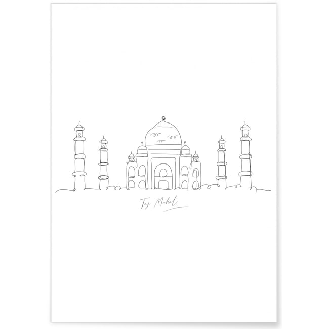 Affiche Line Art Taj Mahal Couleur blanc <span itemprop=