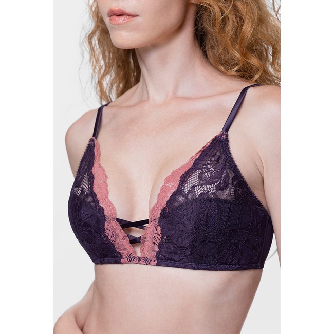Bralette-BH violett/koralle <span itemprop=