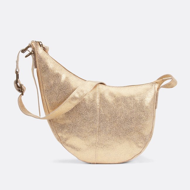 Schultertasche Tina aus Leder goldfarben <span itemprop=