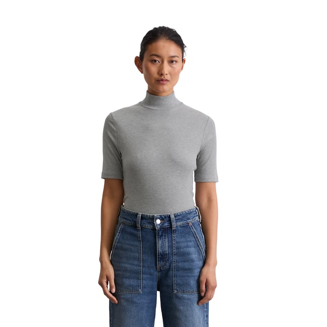 T-shirt à col roulé slim en TENCEL™ Modal marron gris <span itemprop=
