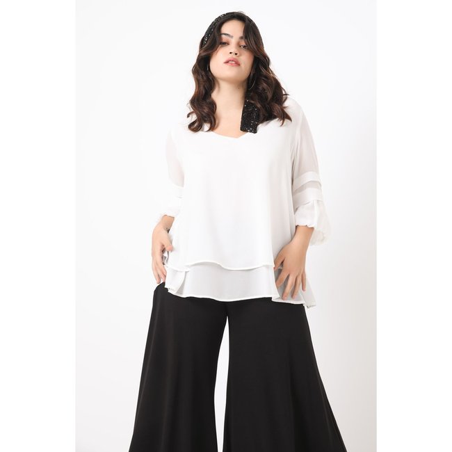 Blouse trapèze superposée en voile unie - JEAN-MARC PHILIPPE