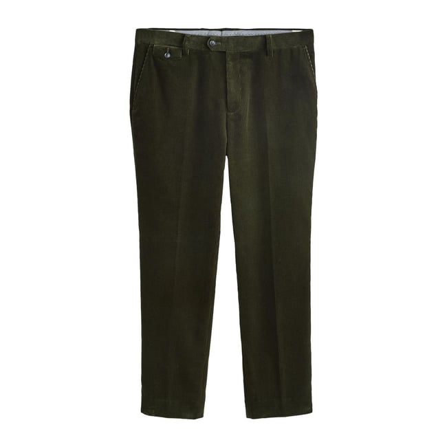 Pantalon de costume en velours pontoglio signature vert olive <span itemprop=