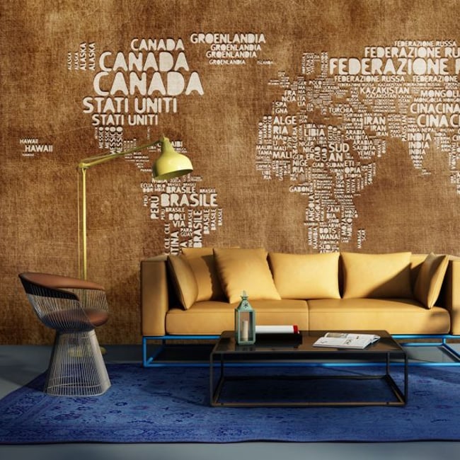 Papier peint intissé panoramique Carte du monde Antique Italian map Couleur multicouleur <span itemprop=