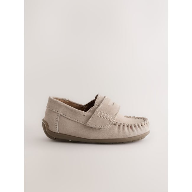 Mocassins en cuir à fermeture scratch naturel <span itemprop=