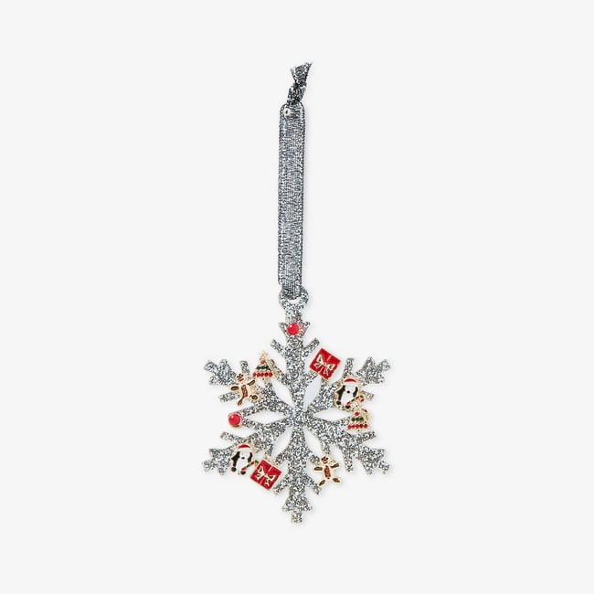 Set de boucles d'oreilles de Noël à suspendre - Flocon argenté <span itemprop=