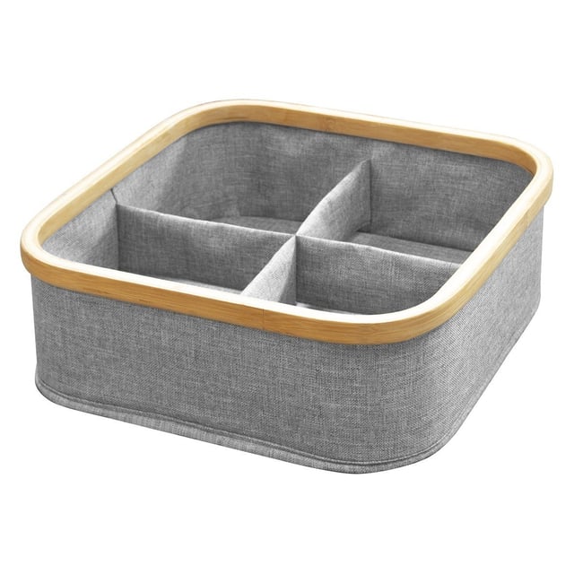 Panier cadre bambou 4 compartiments Couleur gris anthracite <span itemprop=