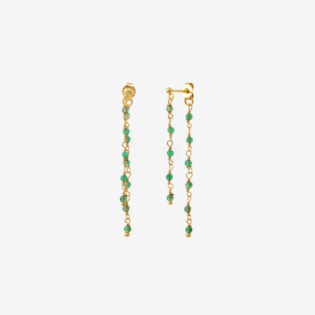 Boucles d'oreilles dorées double quartz vert - roxane quartz vert <span itemprop=