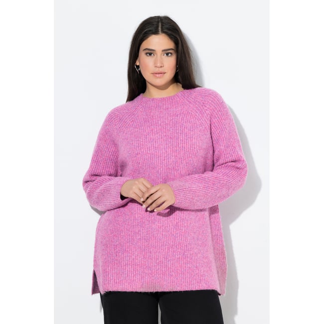 Pull en maille côtelée à col montant framboise <span itemprop=